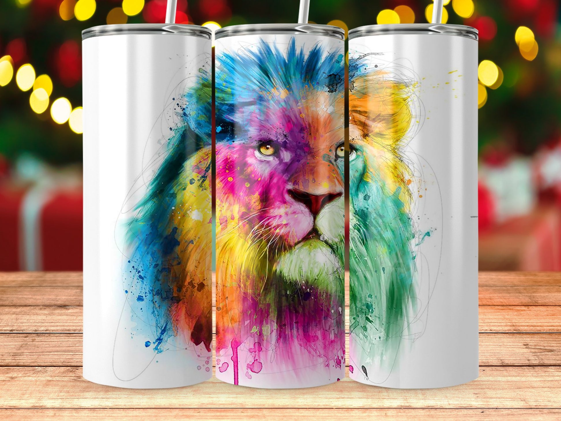 Vibrant Colorful Lion Art Insulated Drink Product