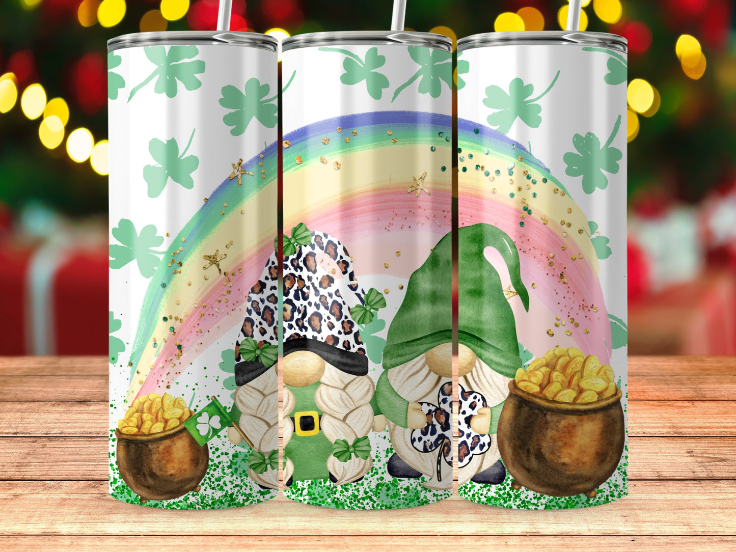 Gnome and Shamrock Rainbow Tumbler for Festive Cheer