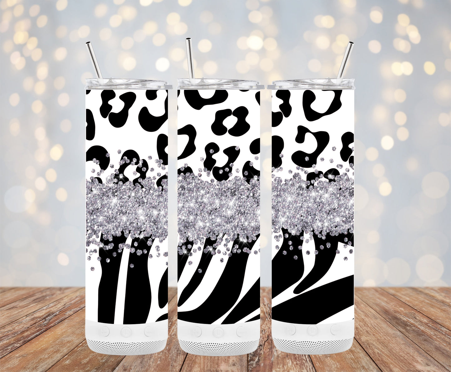 Glitter Zebra and Leopard Print Insulated Tumbler product