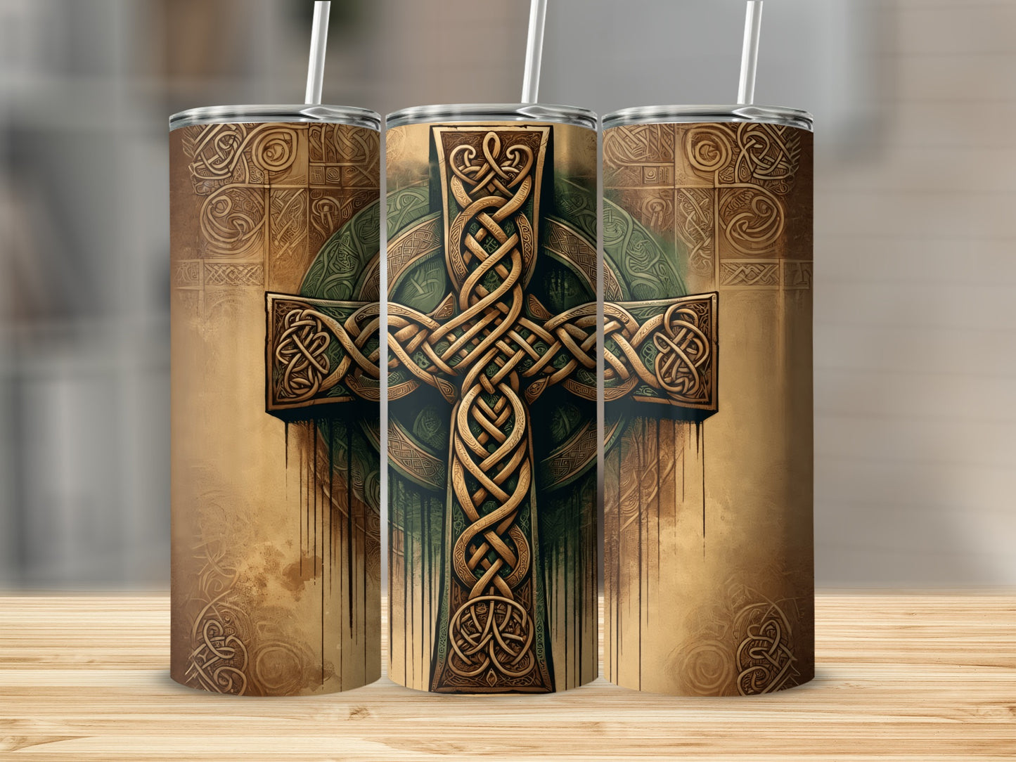 Celtic Cross and Knot Art Design Tumbler 20oz