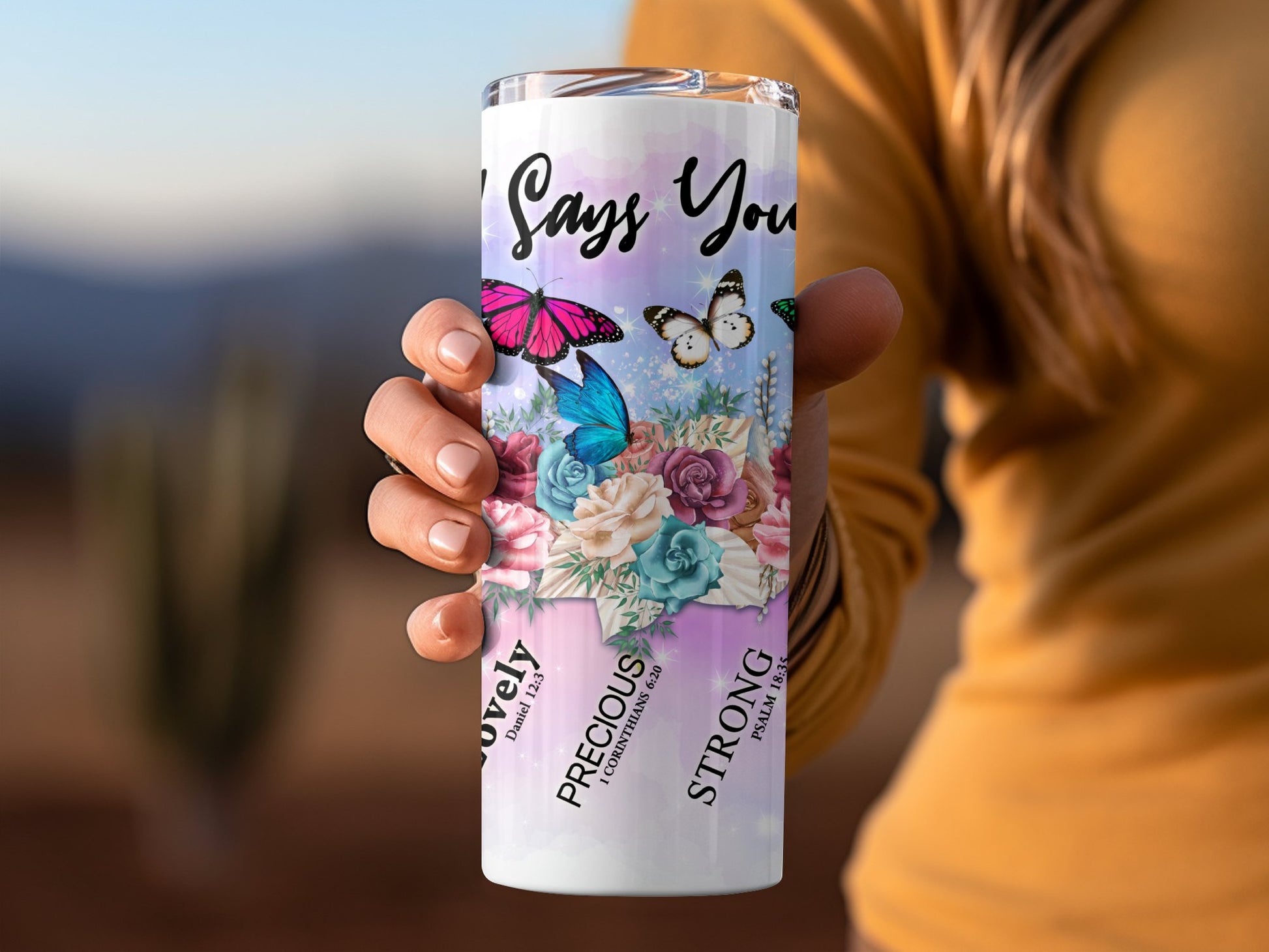 Inspirational Butterfly Floral Design Tumbler product type