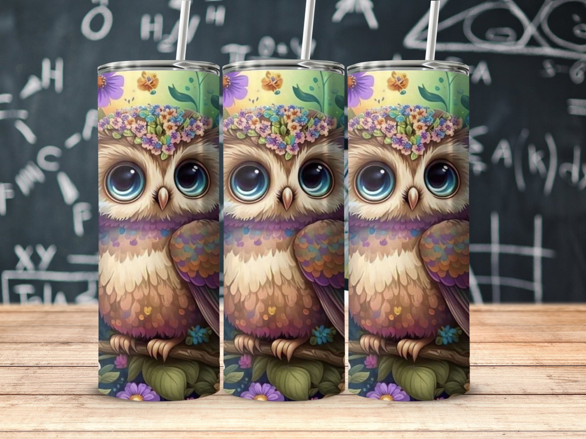 Adorable Owl Design Skinny Tumbler for Kids product type