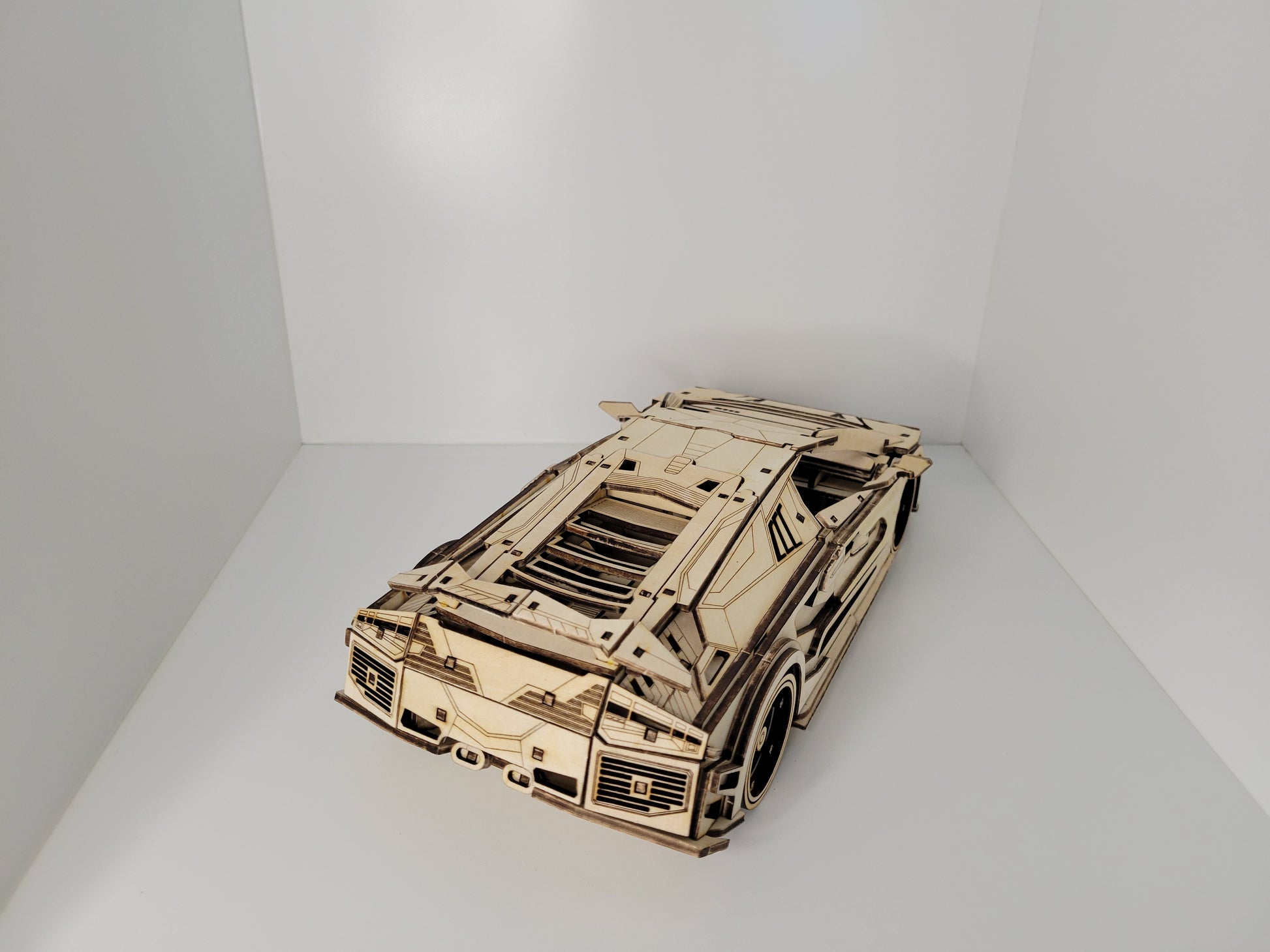Intricate Wooden Sports Car Model Craft Kit Toy