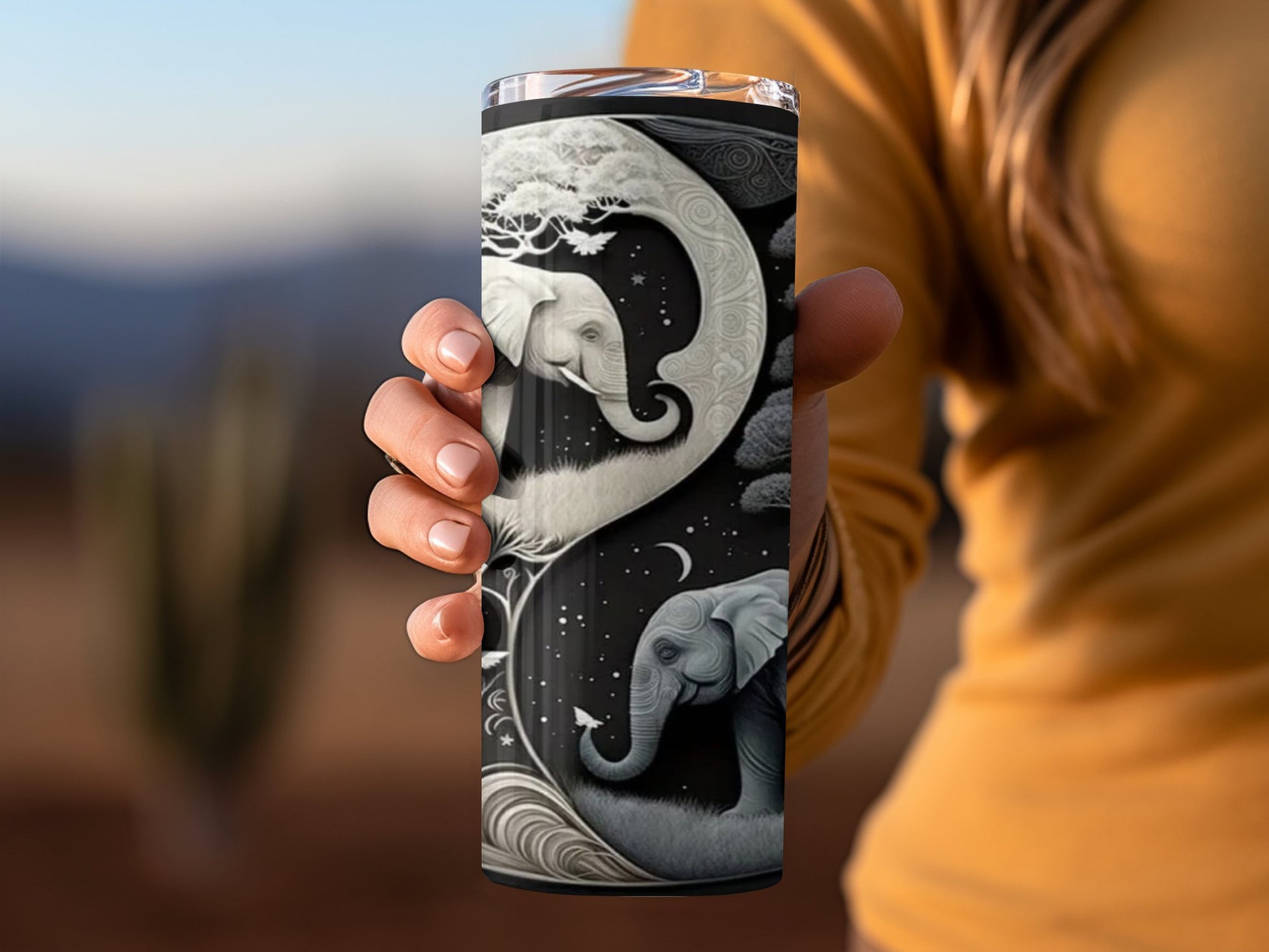 Ethereal Elephant Art Design Travel Tumbler product