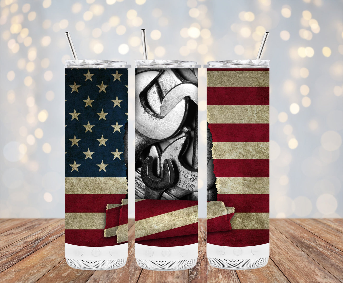 Patriotic American Flag and Ripped Paper (4th July Tumblers) 8371292