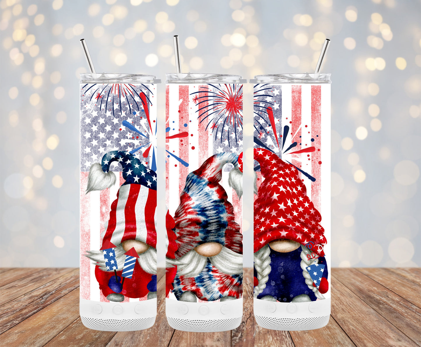 Patriotic Gnomes with Fireworks (4th July Tumblers) 8371274