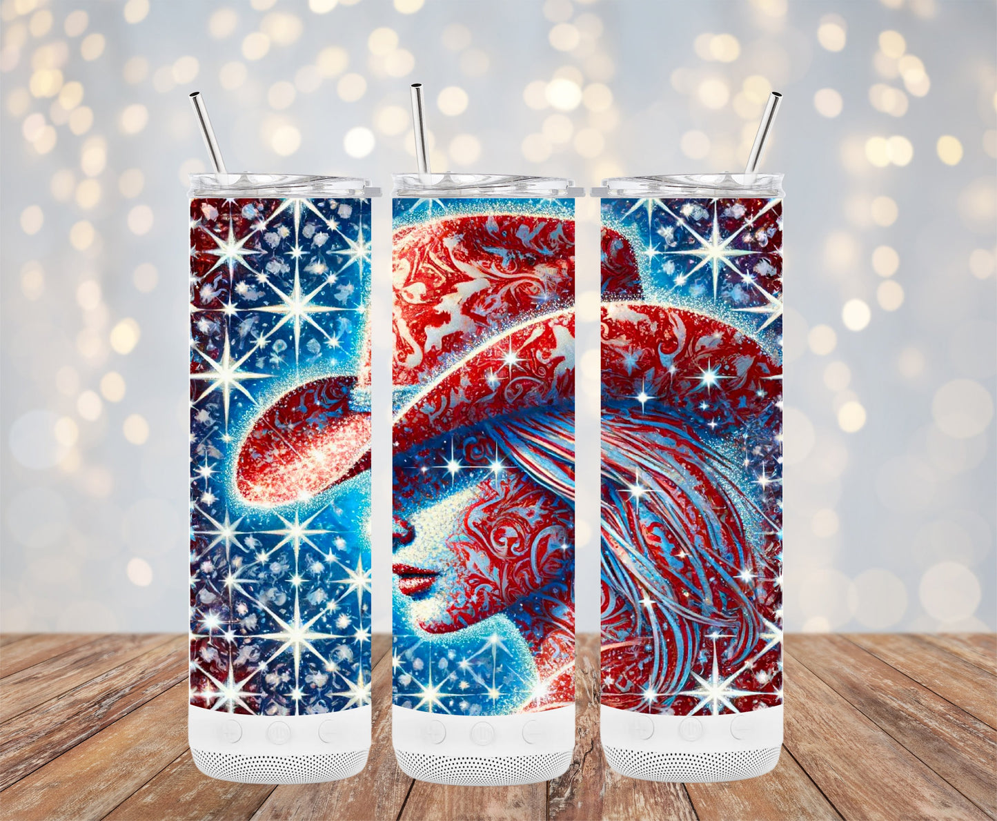 Sparkling Blue Red Hat Lady Starry (4th July Tumblers) 8371280