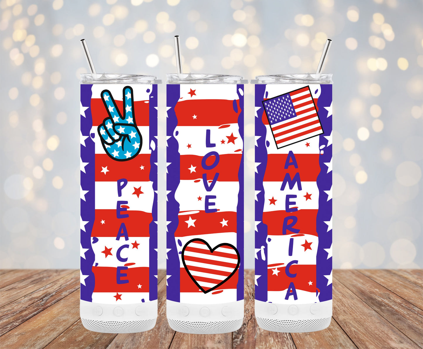 Patriotic USA Peace Love and Stars (4th July Tumblers) 8371273