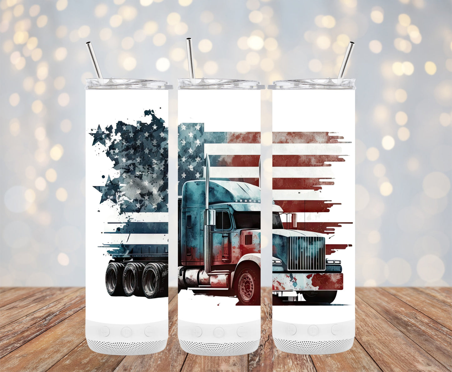 Patriotic American Flag and Semi Truck (4th July Tumblers) 8371303