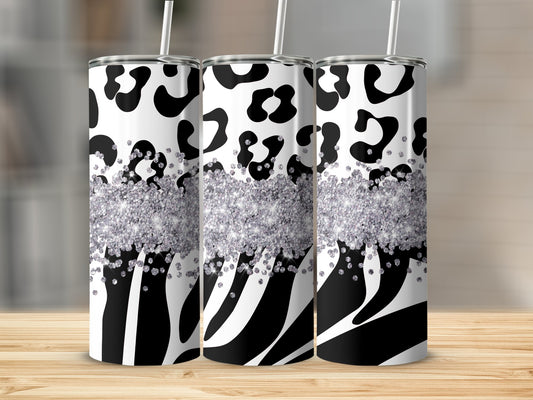 Black and Silver Animal Print Pattern Tumbler product type