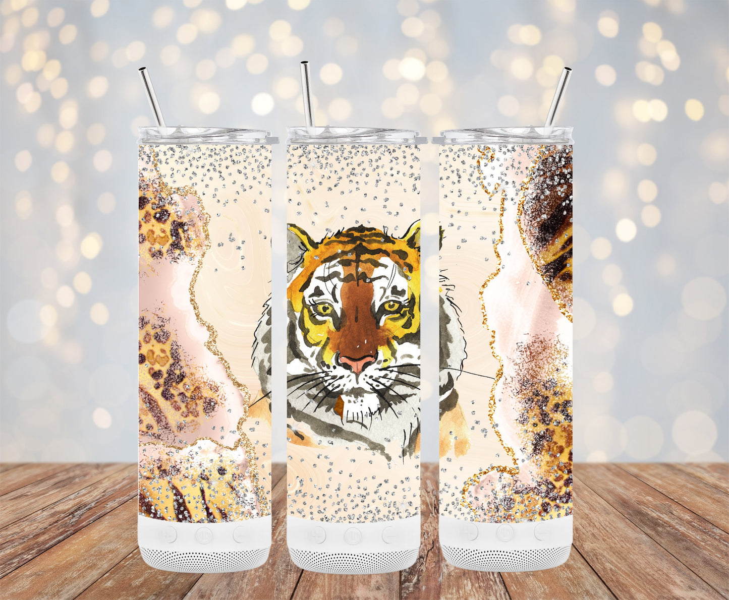 Stunning Tiger and Glitter Design Tumbler product
