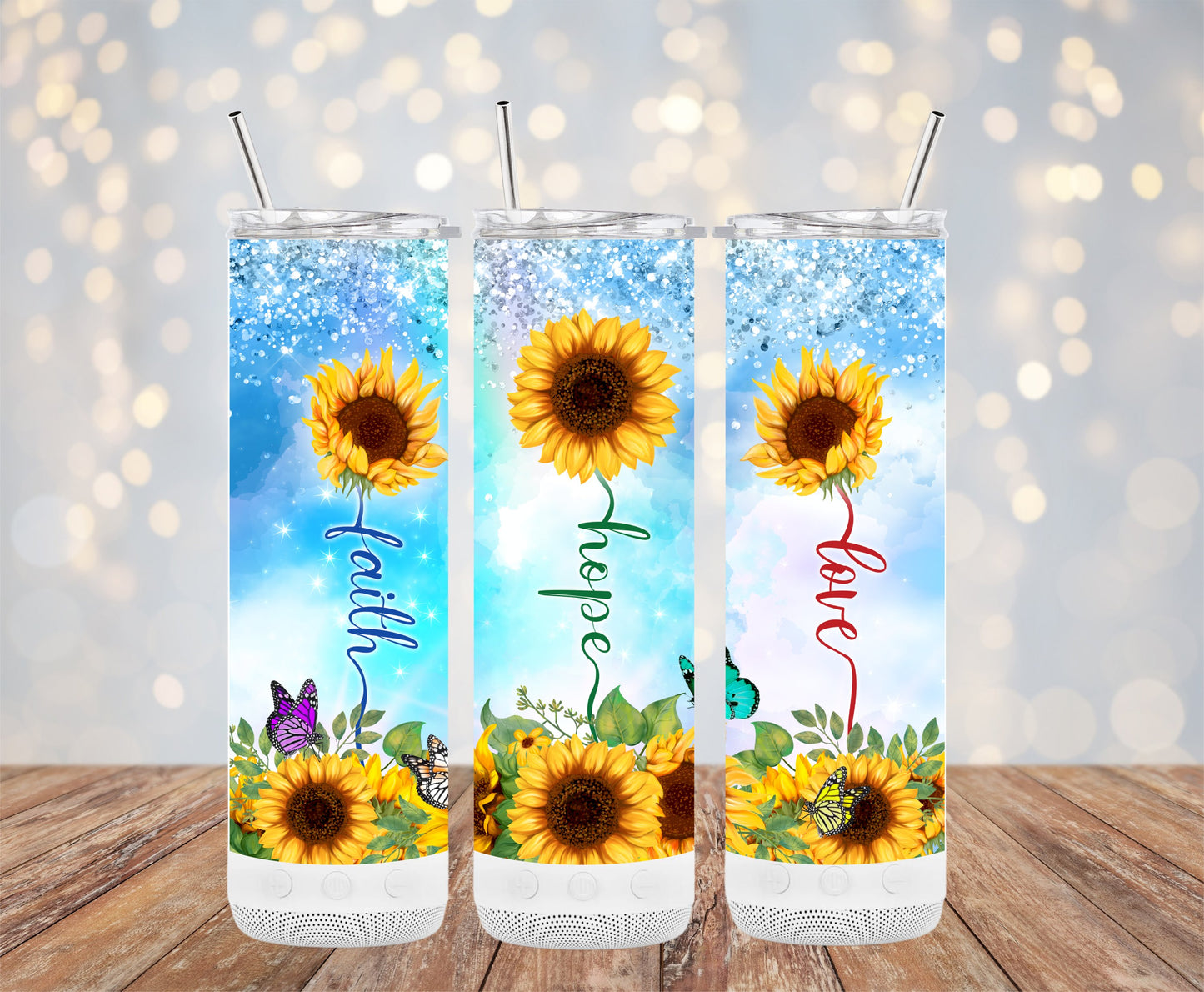 Sunflower Faith Hope Love Design Tumbler Product