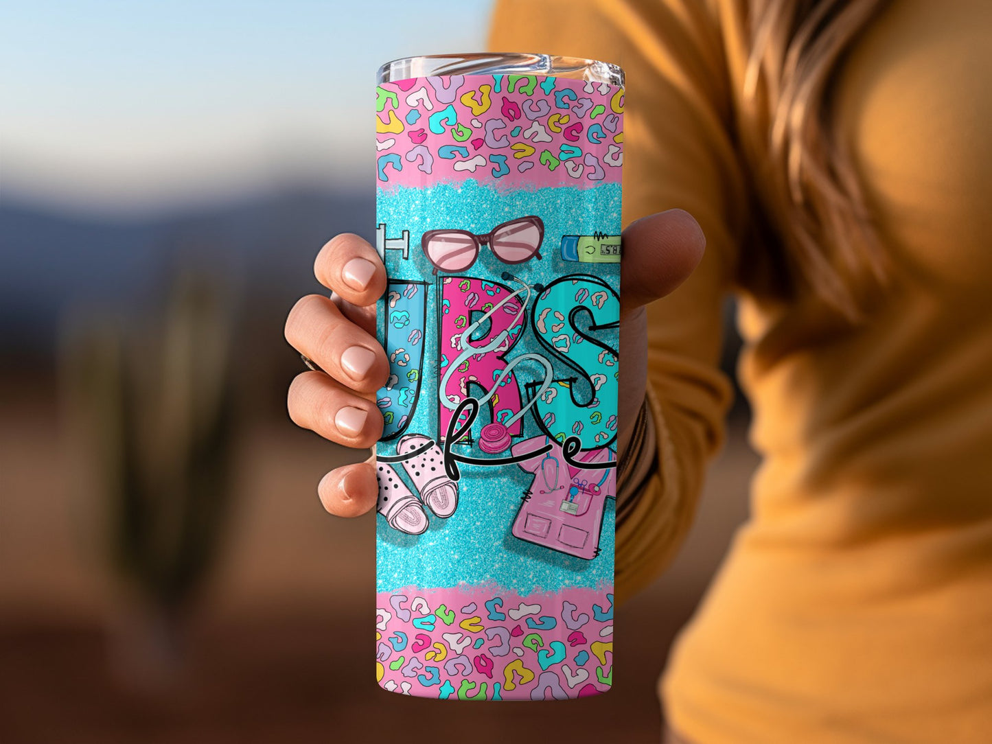 Vibrant Blue and Pink Quirky Graphic Tumbler product