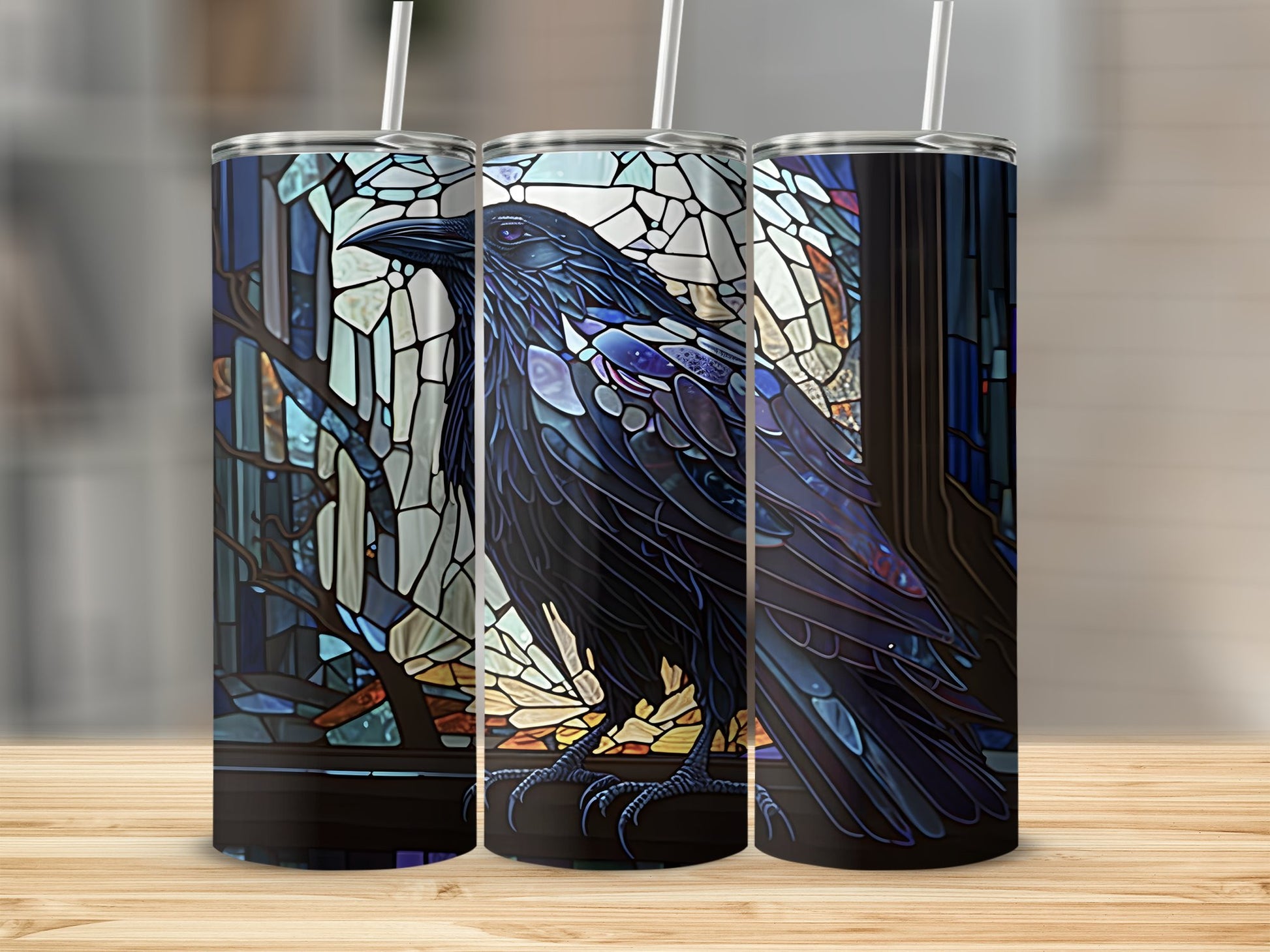 Stained Glass Raven Art Tumbler Insulated Drinkware product