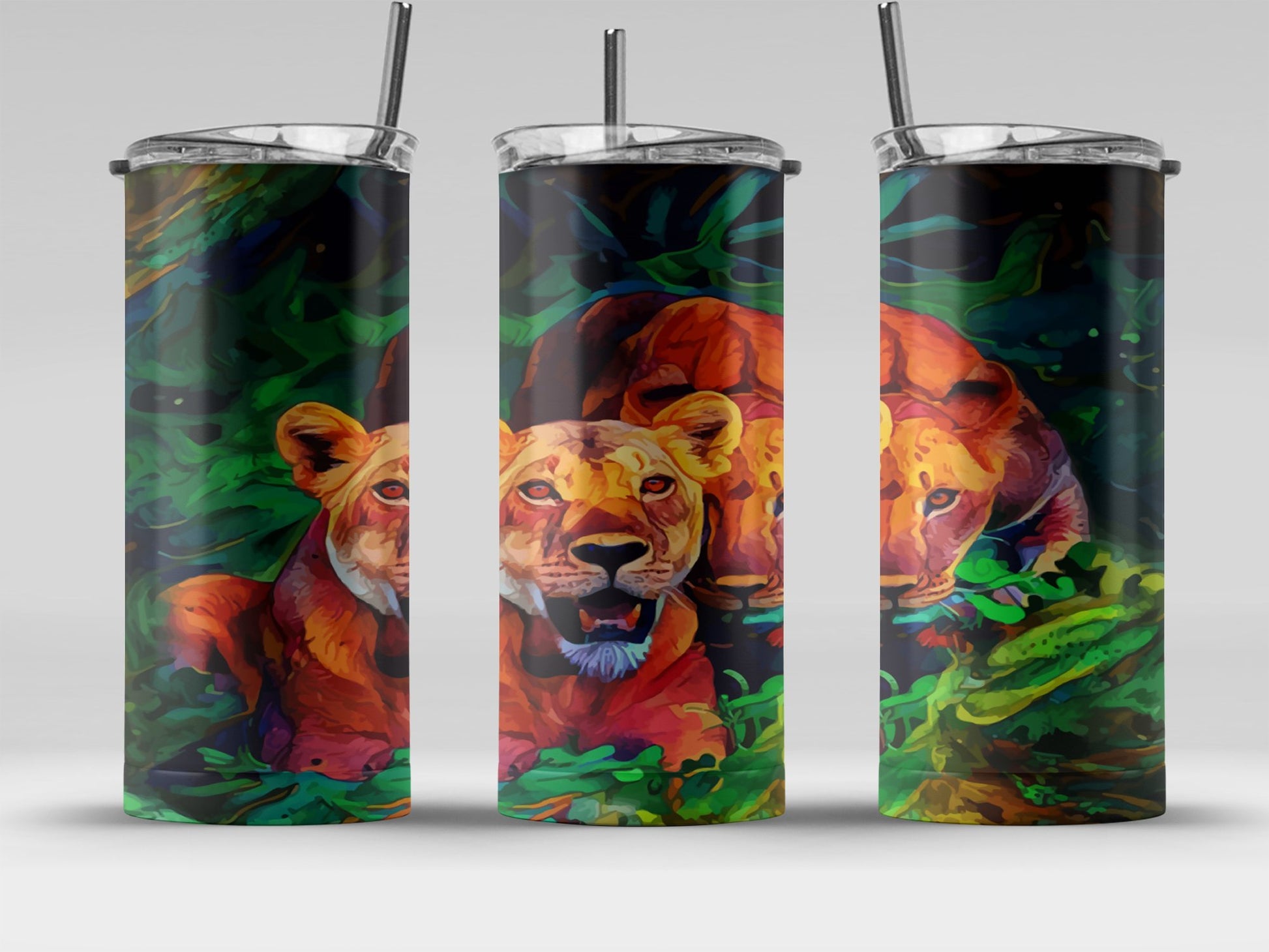 Colorful Lion Artwork Printed Insulated Tumbler product