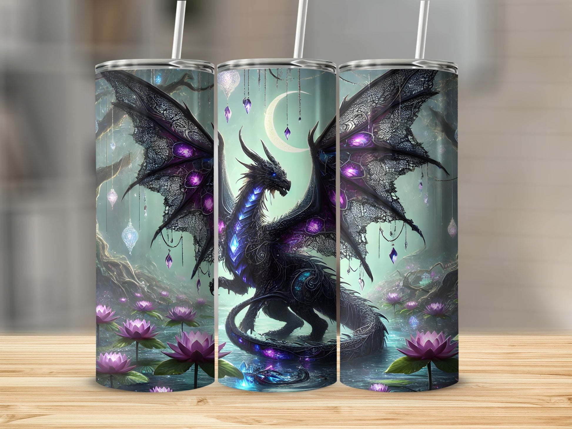 Enchanting Dragon in Mystical Forest Travel Tumbler product type