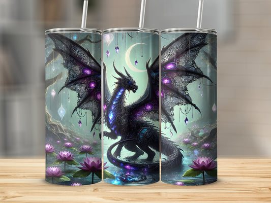 Enchanting Dragon in Mystical Forest Travel Tumbler product type
