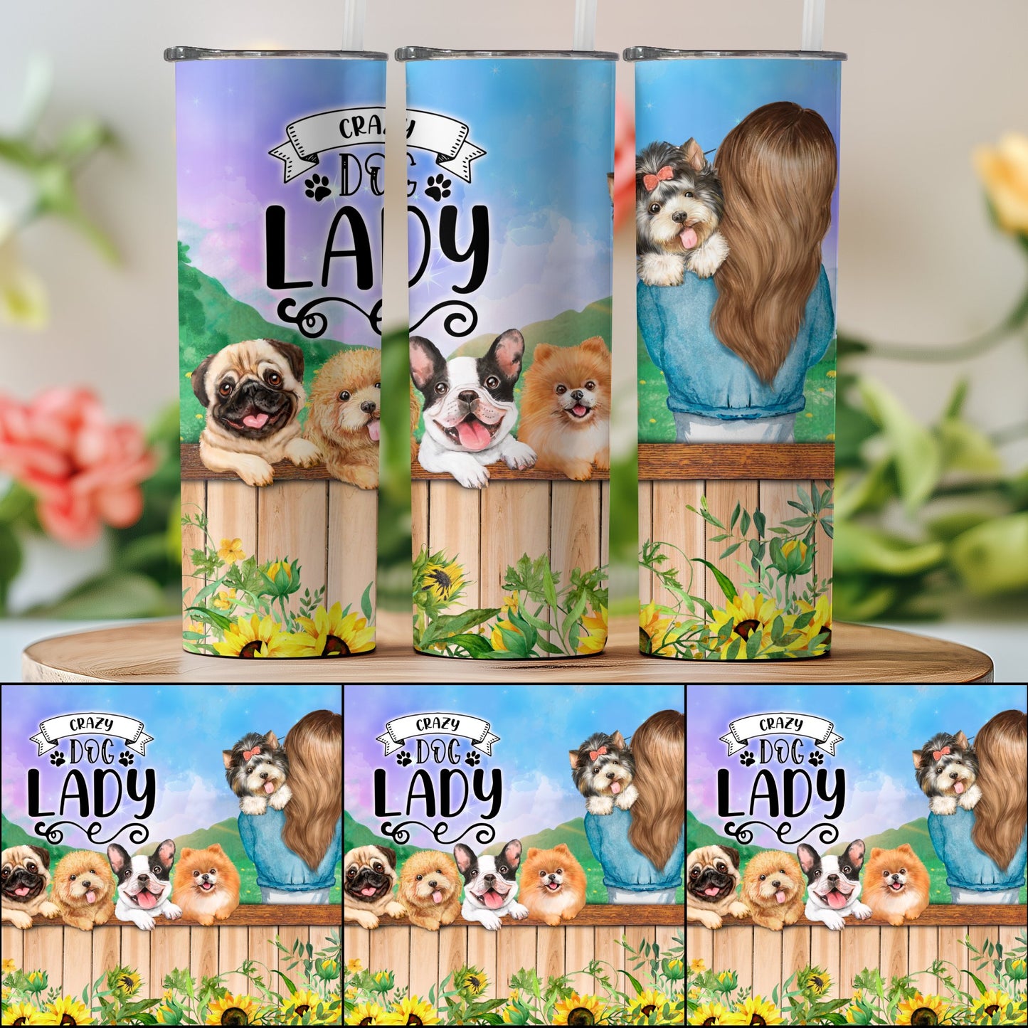 Crazy Dog Lady Floral Patterned Tumbler product