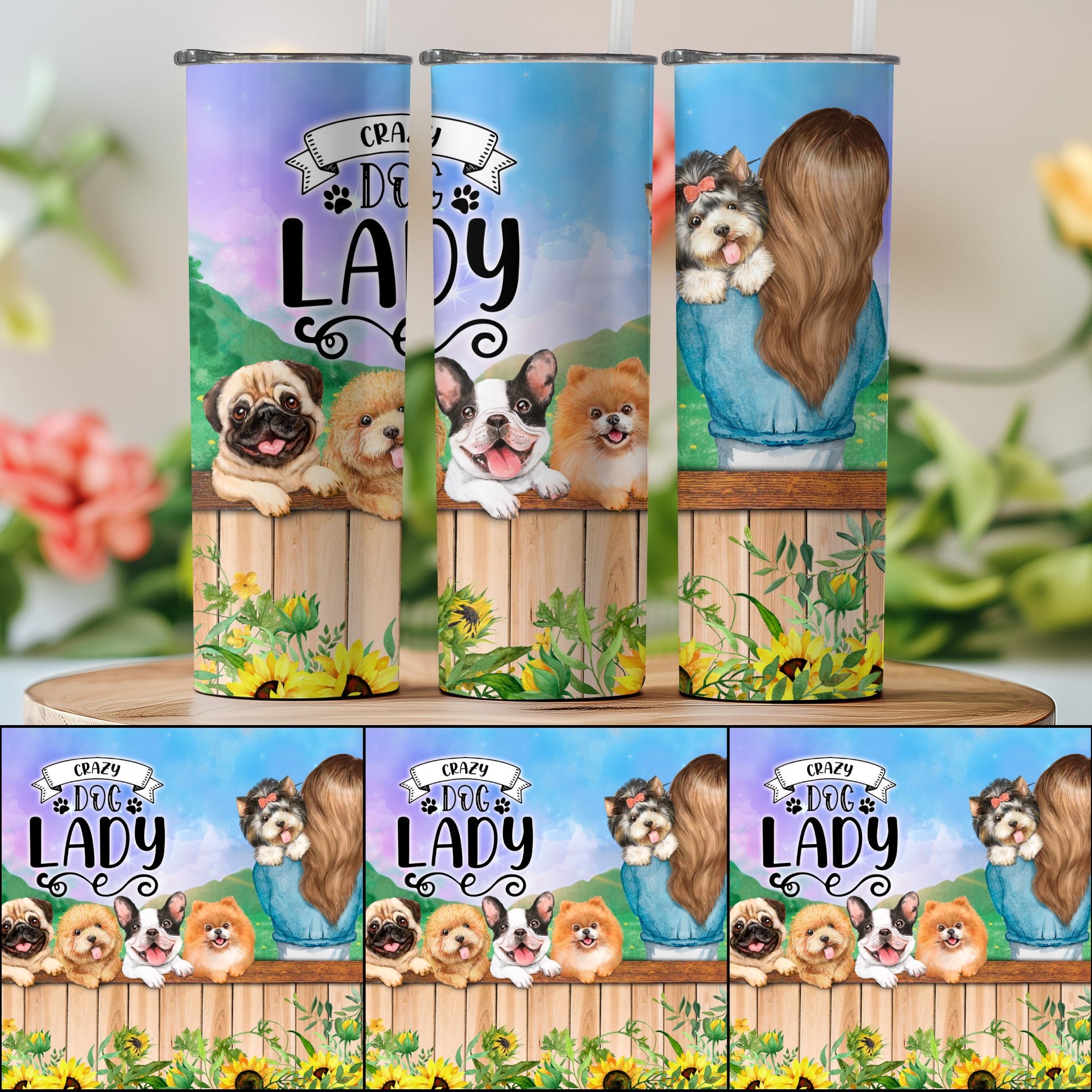 Crazy Dog Lady Floral Patterned Tumbler product
