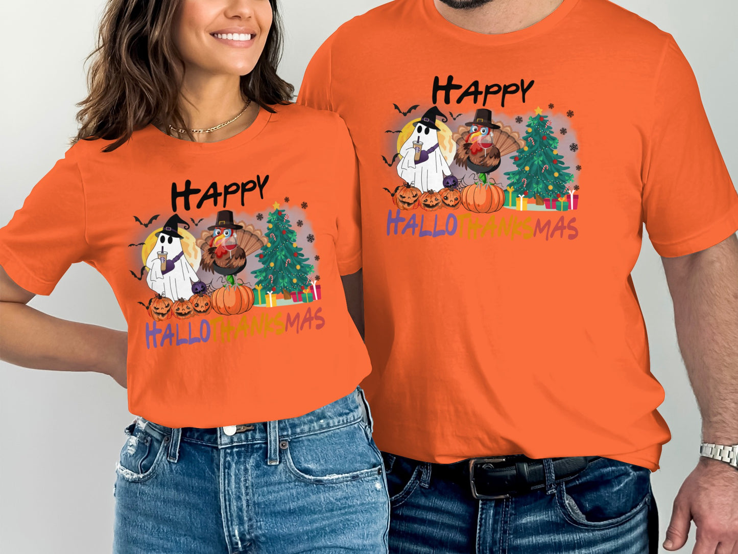 Festive Happy Hallothanksmas Holiday T-shirt