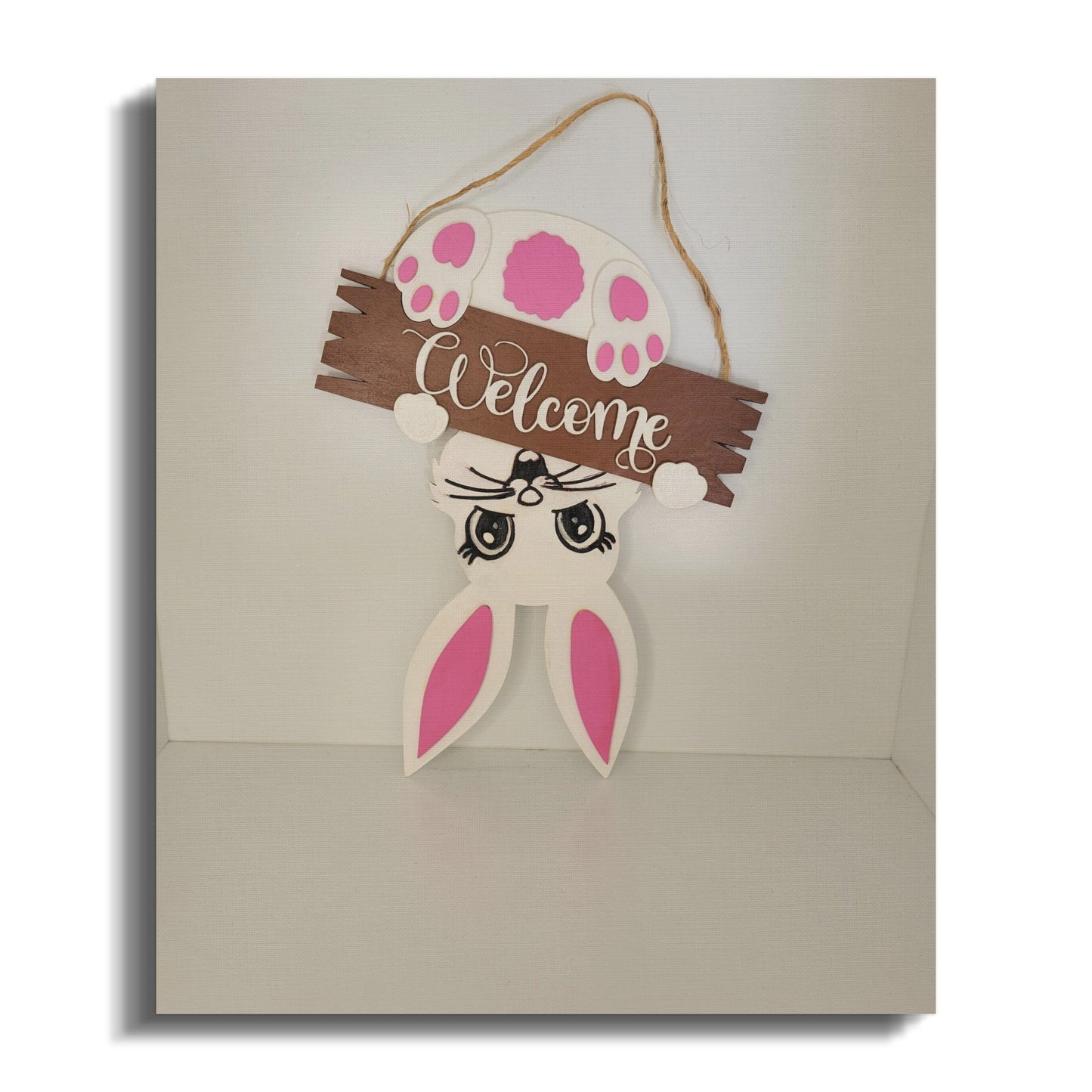 Cute Bunny Hanging Welcome Sign Home Decor