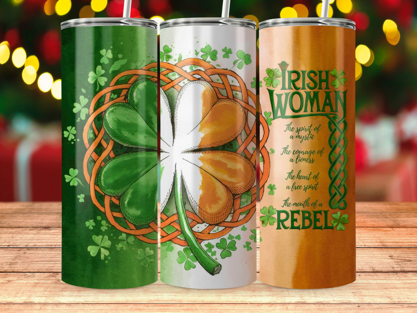 Irish Woman Clover Drinks Tumbler Travel Mug