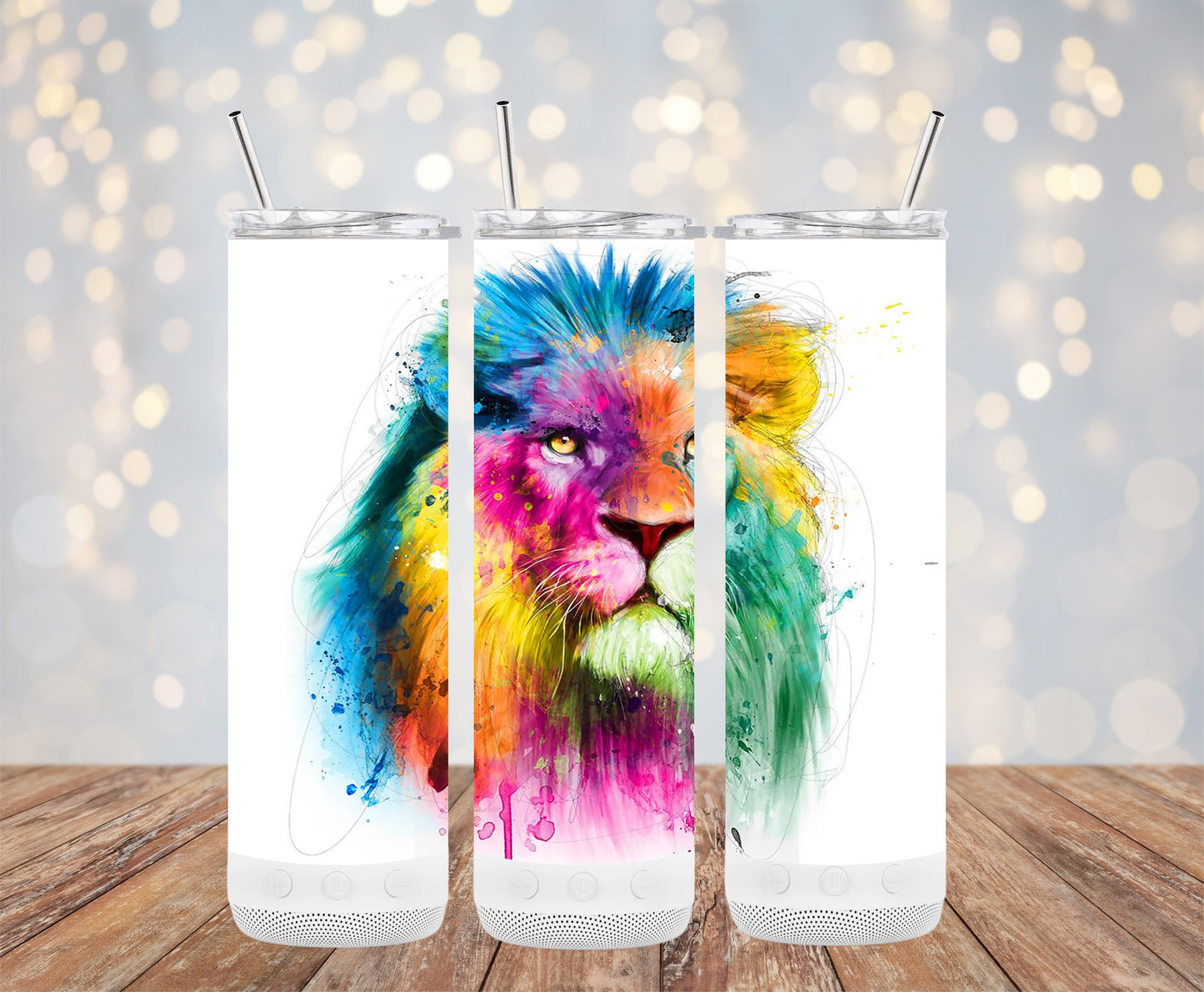 Colorful Lion Art Design Tumbler with Straw product