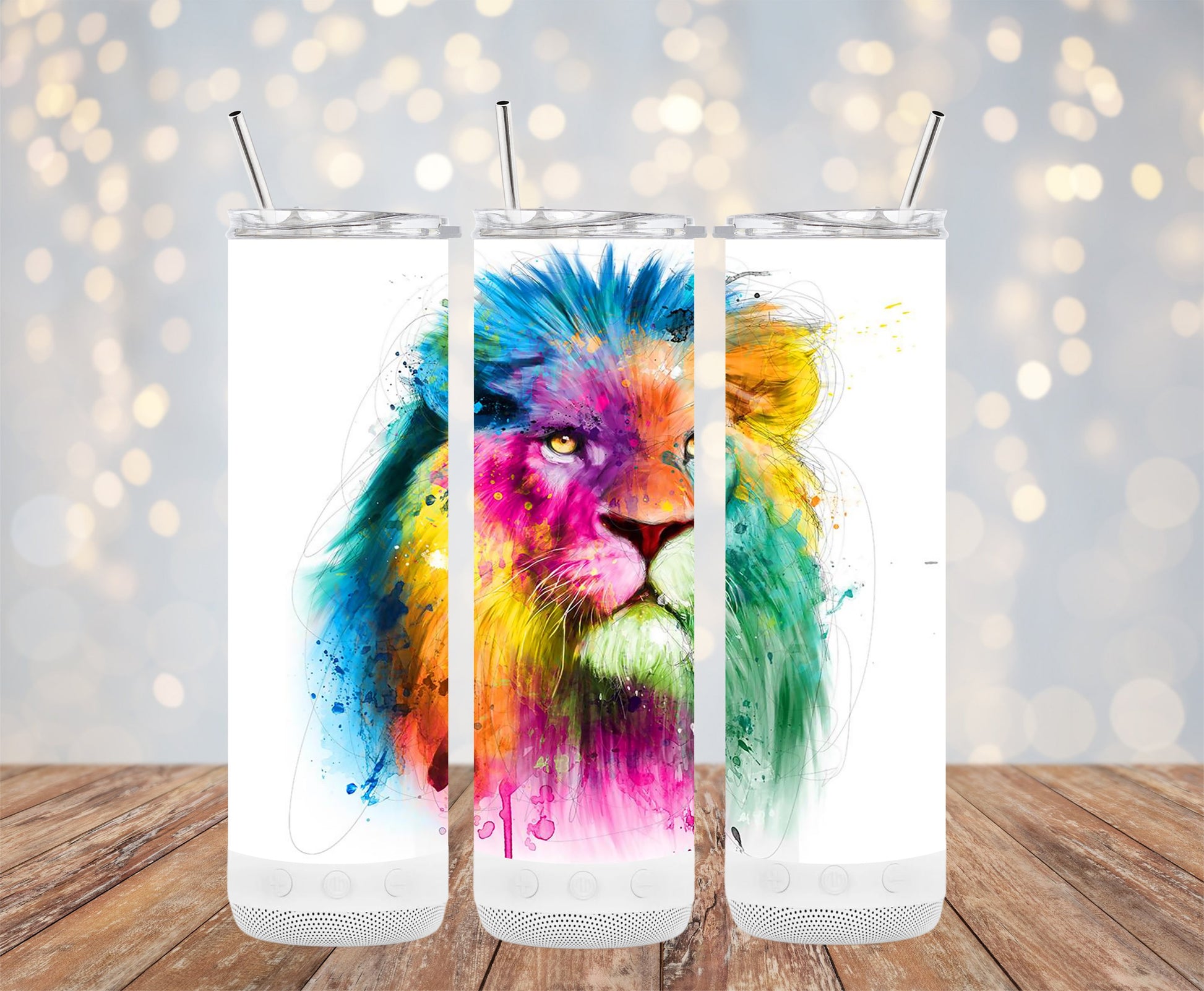Colorful Lion Art Design Tumbler with Straw product