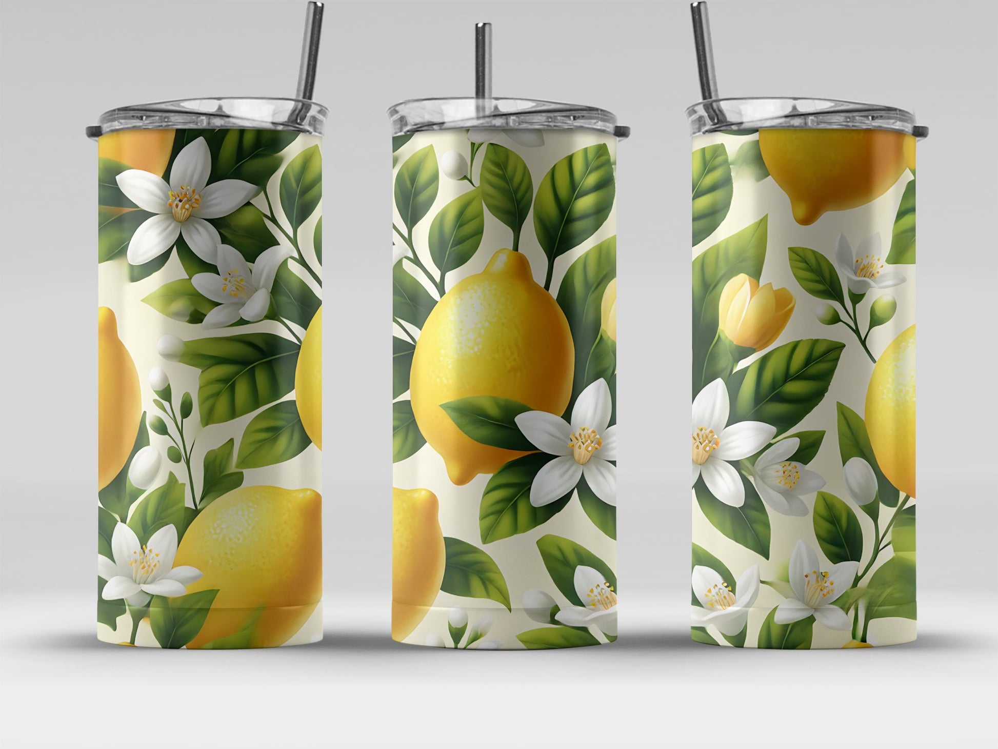 Gorgeous Floral and Lemon Patterned Tumbler product