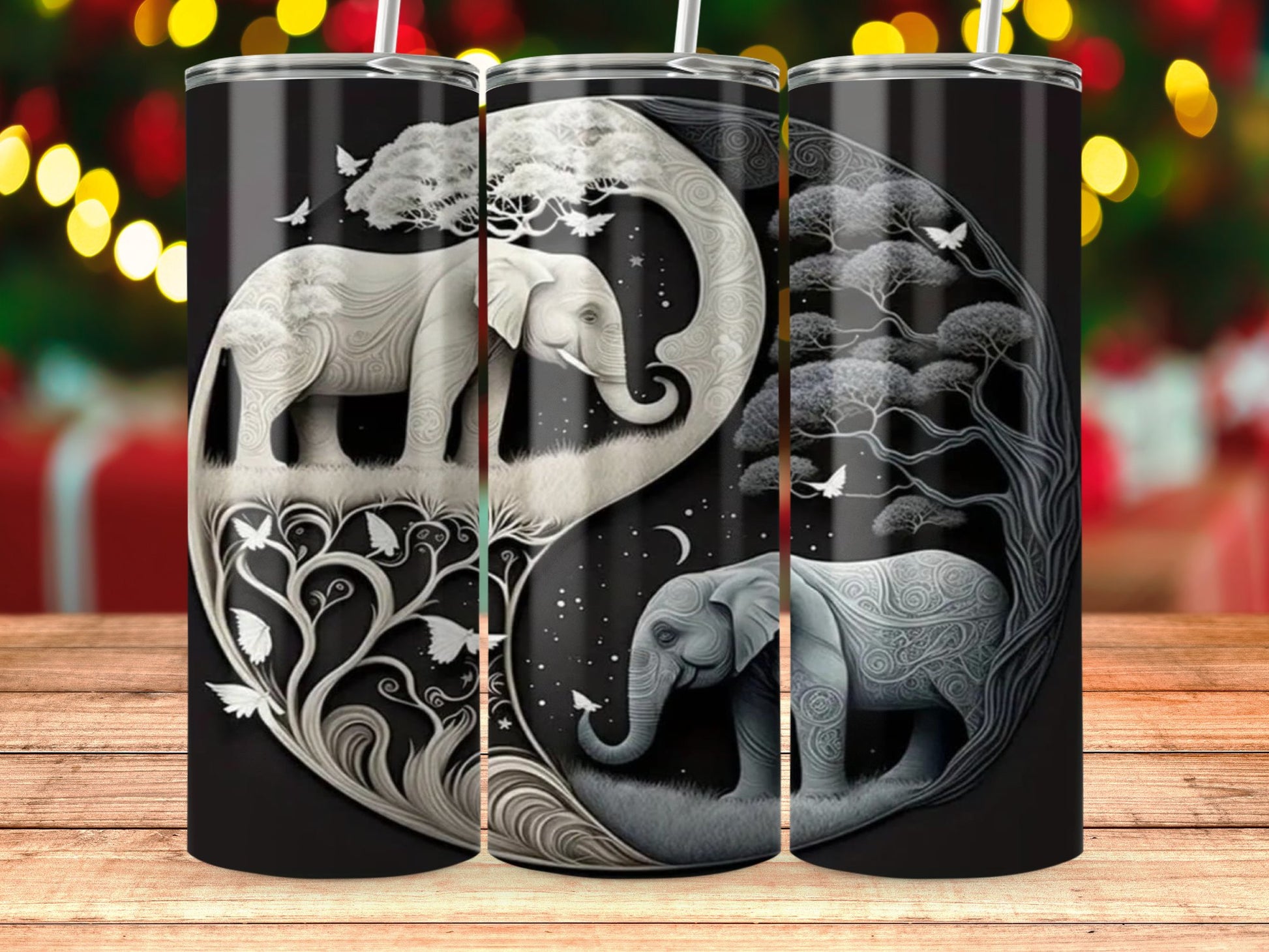 Elegant Elephants Nature Art Design Tumbler product