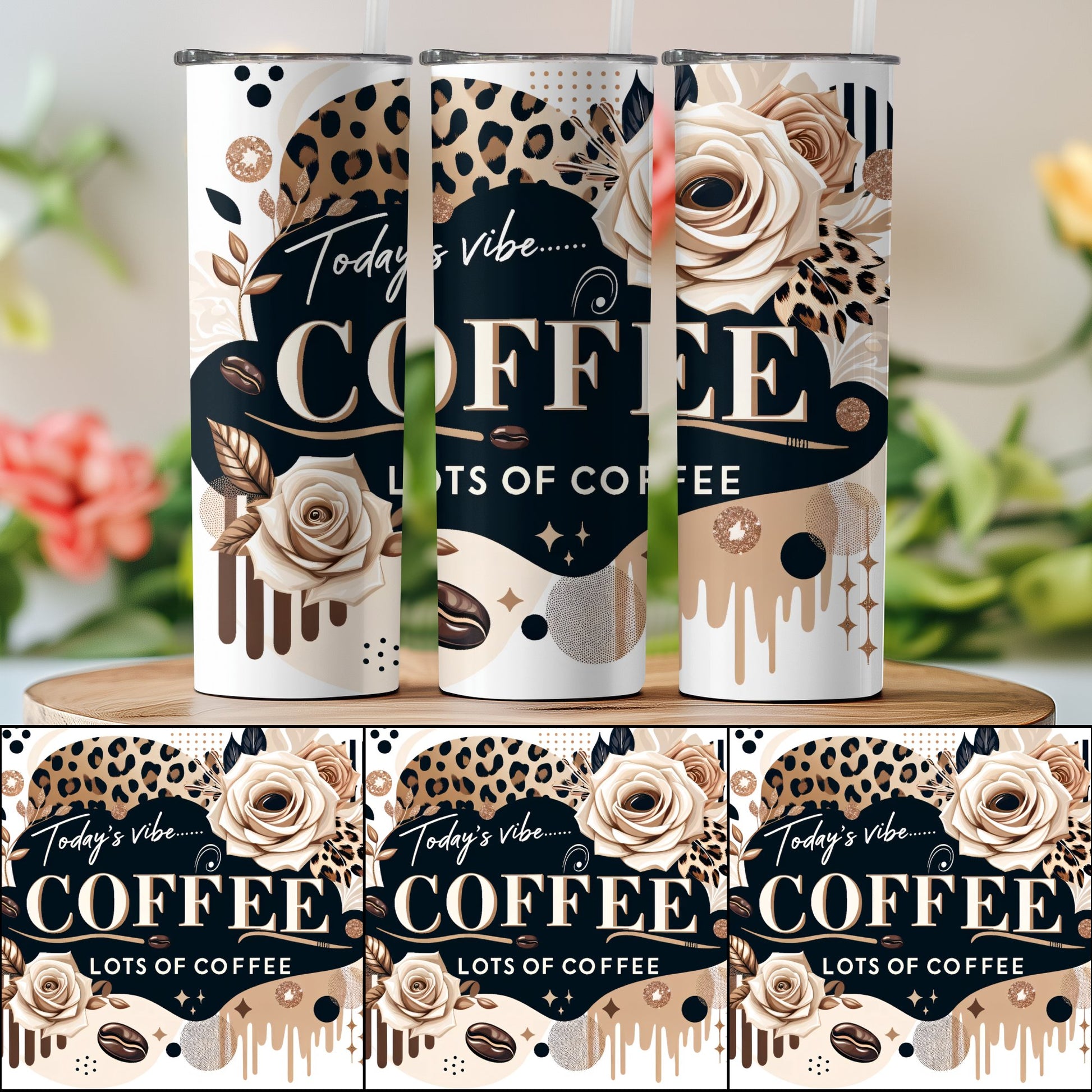Today's Vibe Coffee Lots of Coffee Floral Tumbler product