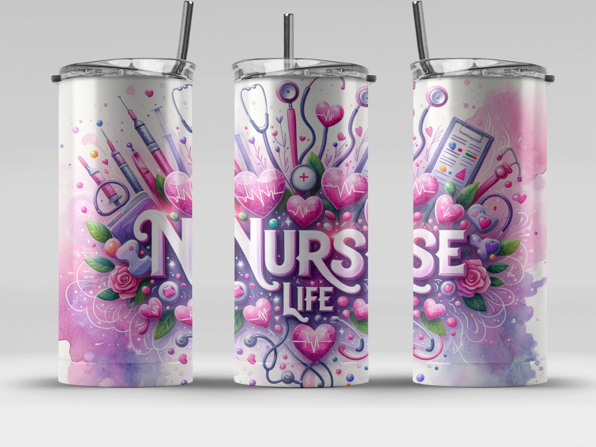 Nurse Life Colorful Design Tumbler Cup Drinkware Product Type