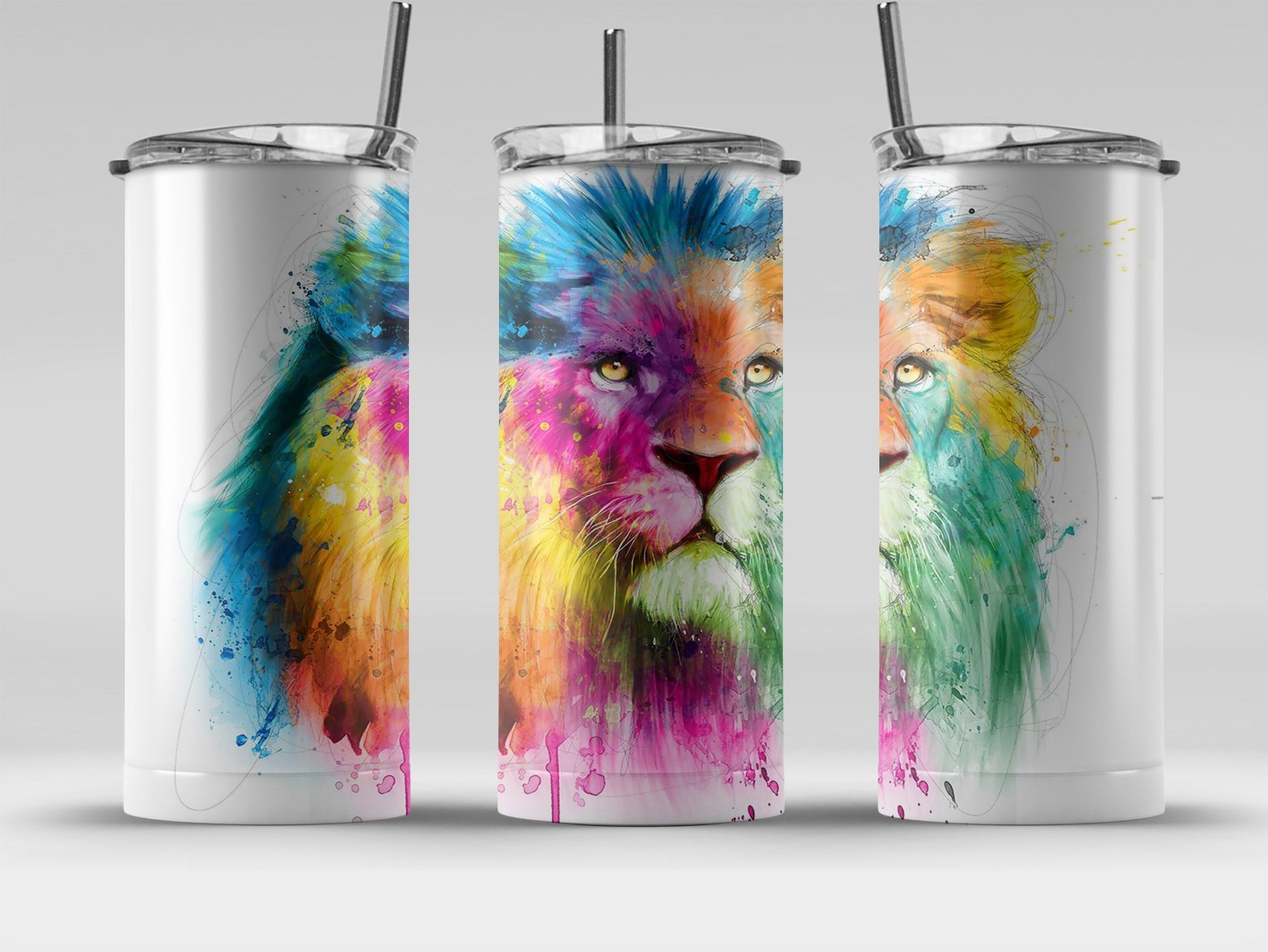 Vibrant Colorful Lion Art Design Tumbler Product