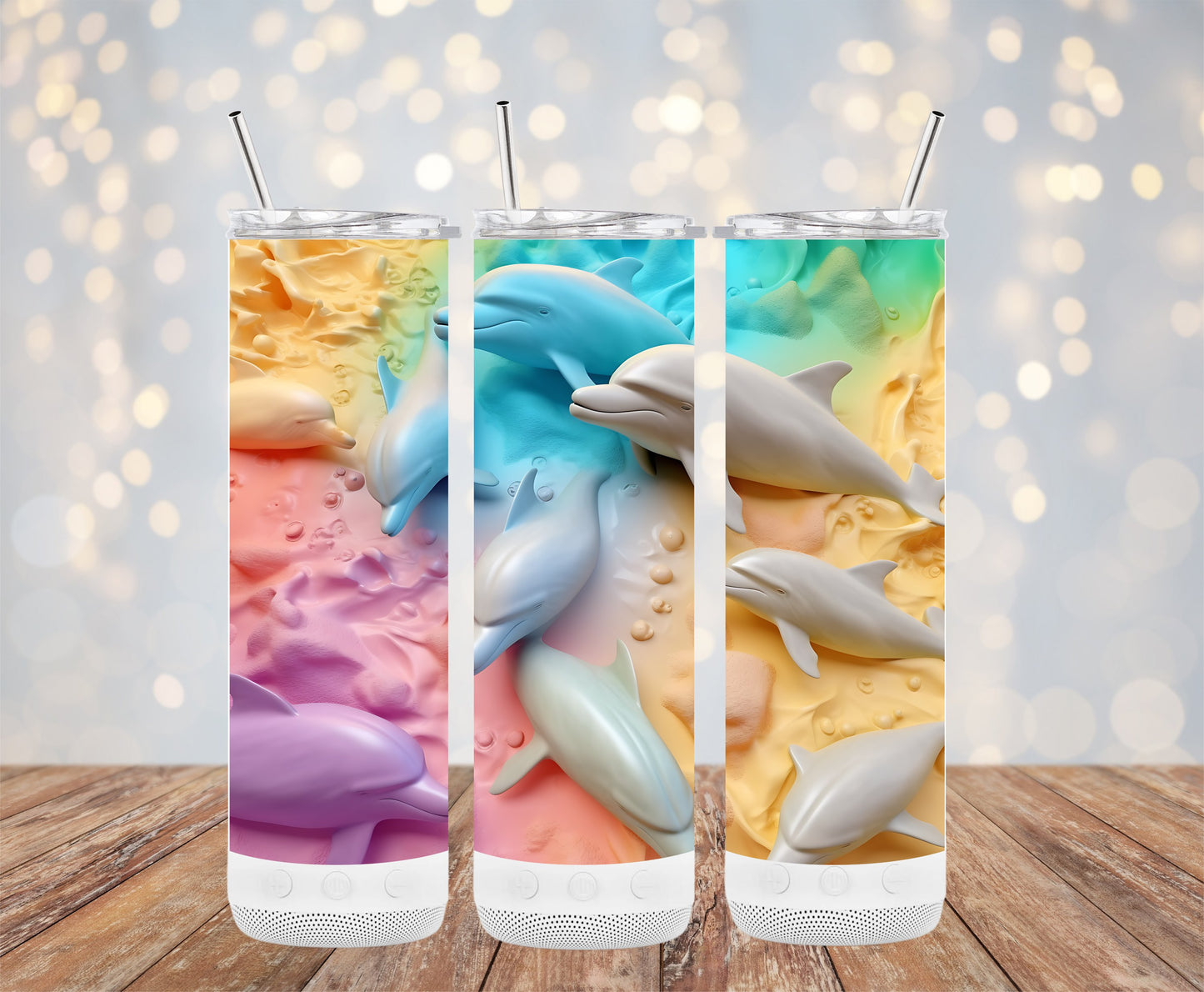 Colorful 3D Dolphin Design Insulated Tumbler product type