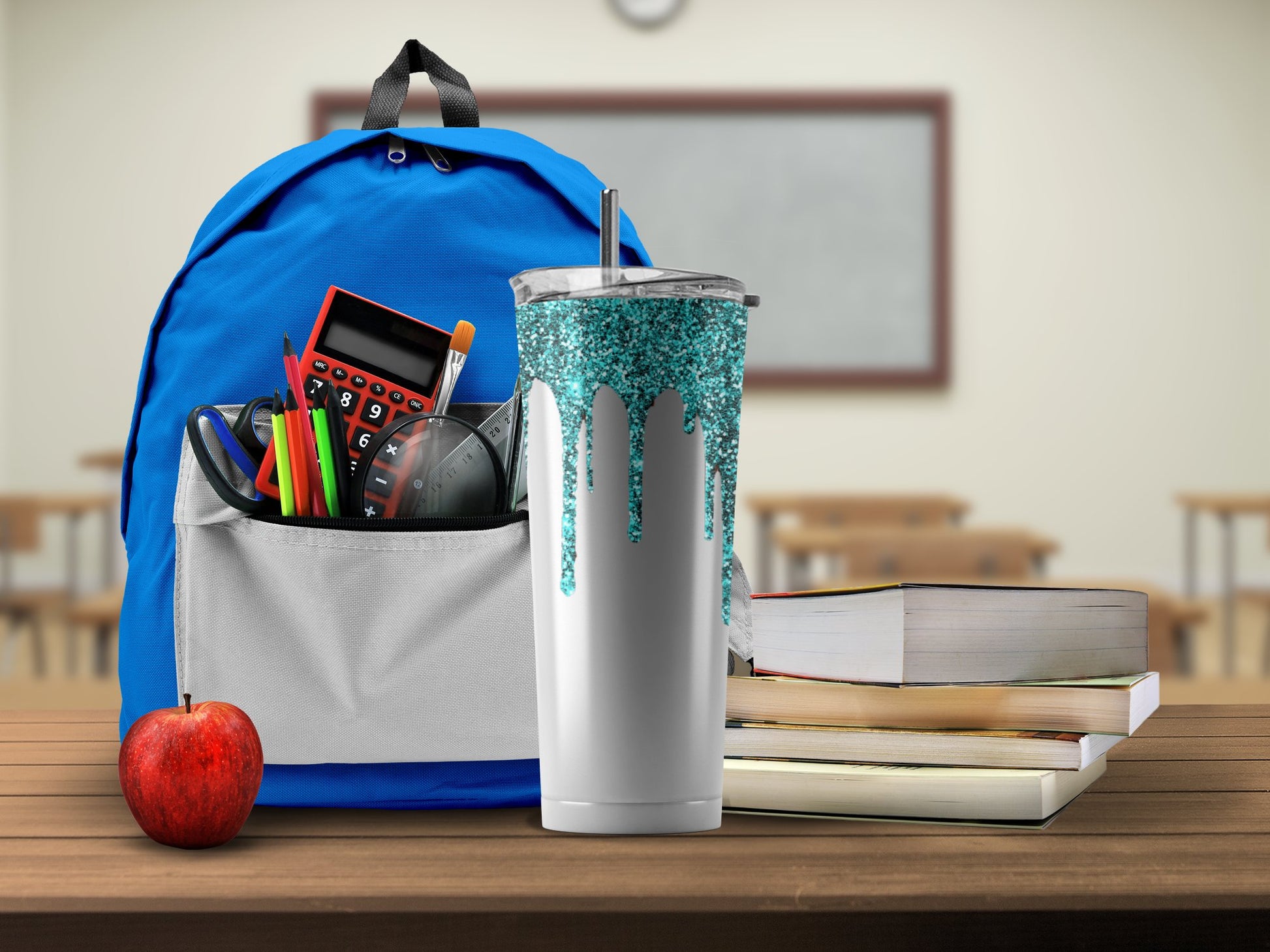 School Supplies with Blue Backpack product