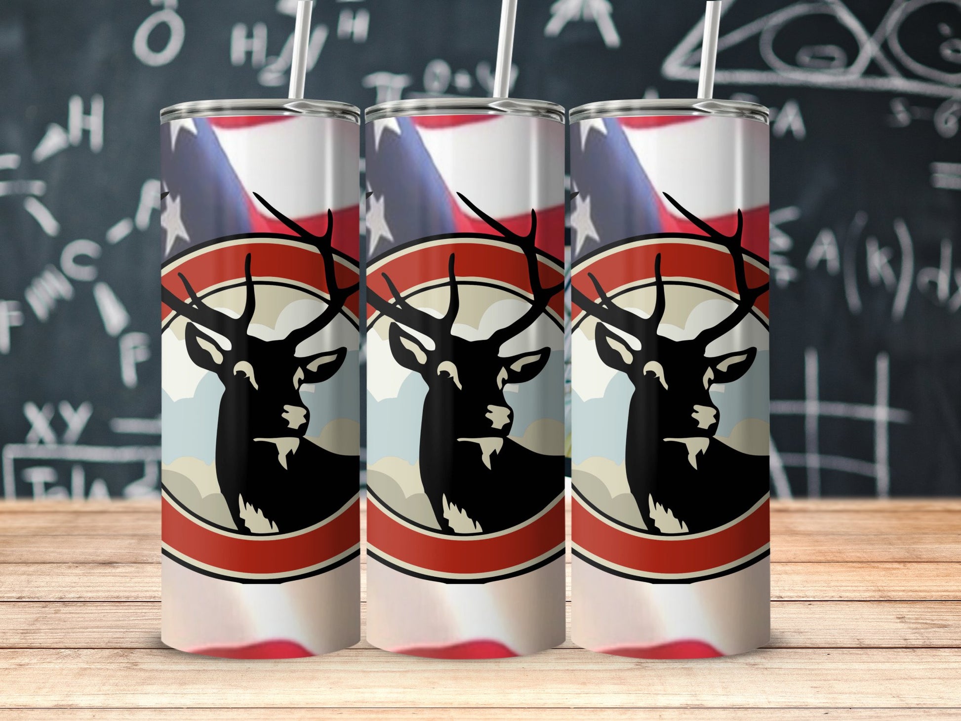 Deer With Patriotic Background Design Tumbler product