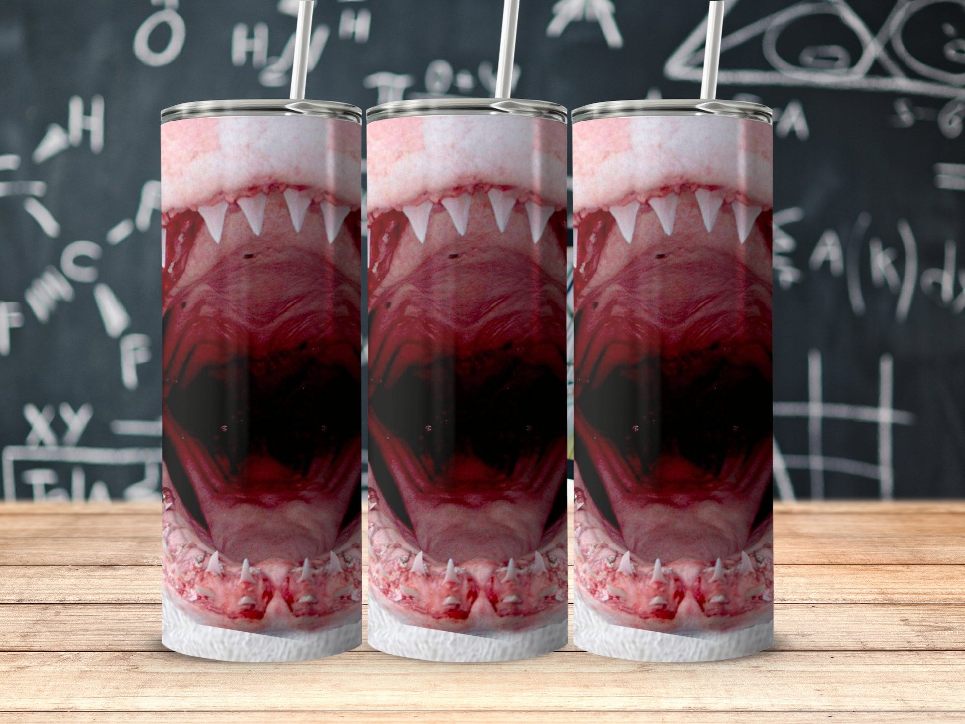 Shark Face Realistic Print Stainless Steel Tumbler product