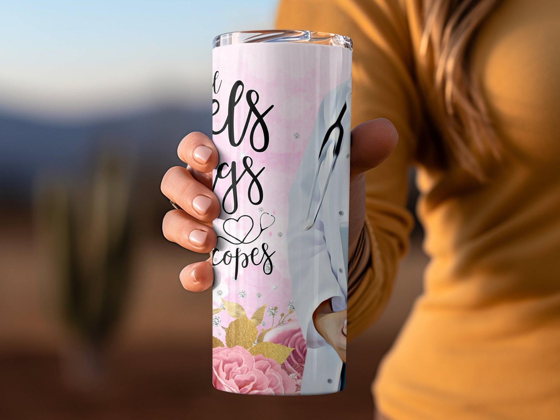 Elegant Stethoscope and Floral Design Tumbler Product