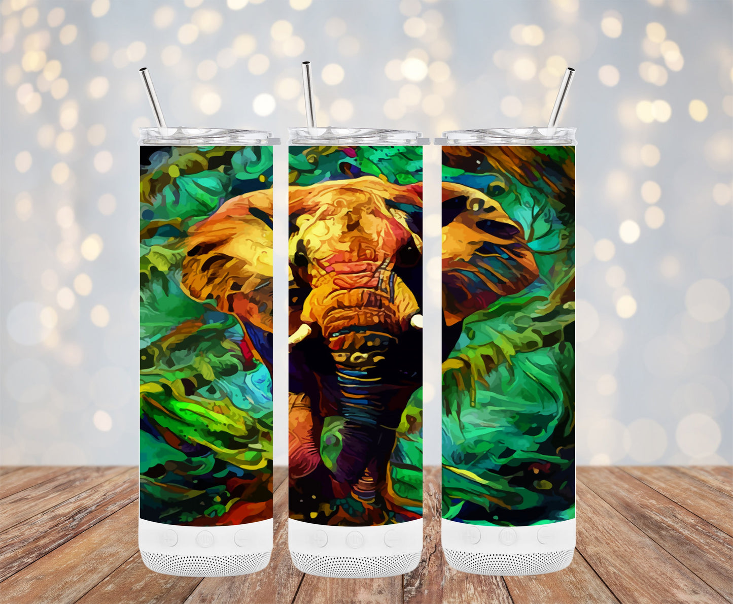 Colorful Artistic Elephant Design Tumbler product type