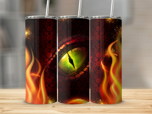 Dragon Eye with Fiery Flames Design Tumbler product