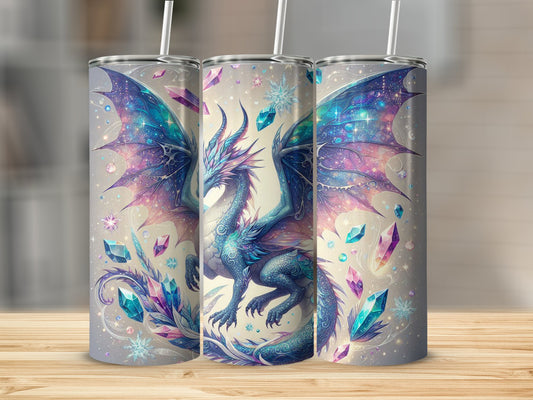 Mystical Dragon Art with Colorful Gems on Tumbler product type