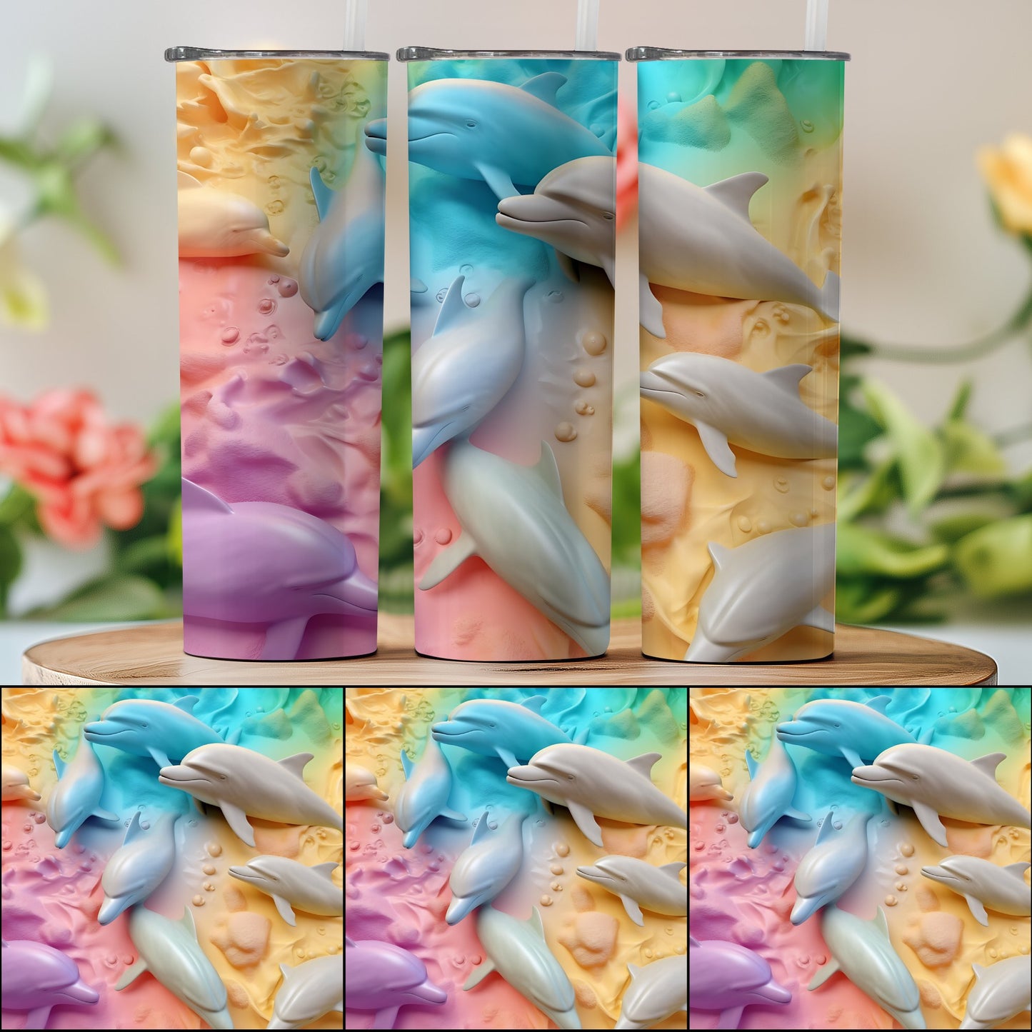 Colorful 3D Dolphins Tumbler Travel Mug product