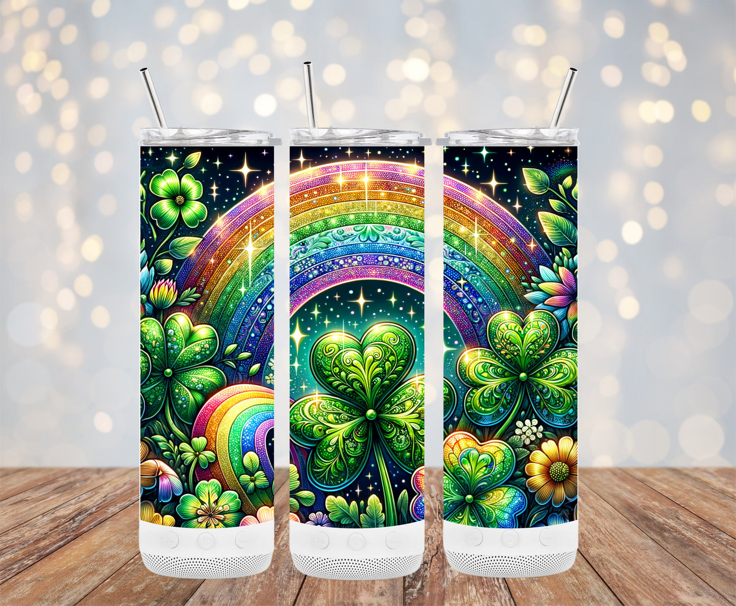 Colorful Rainbow and Shamrocks Scene Insulated Tumbler