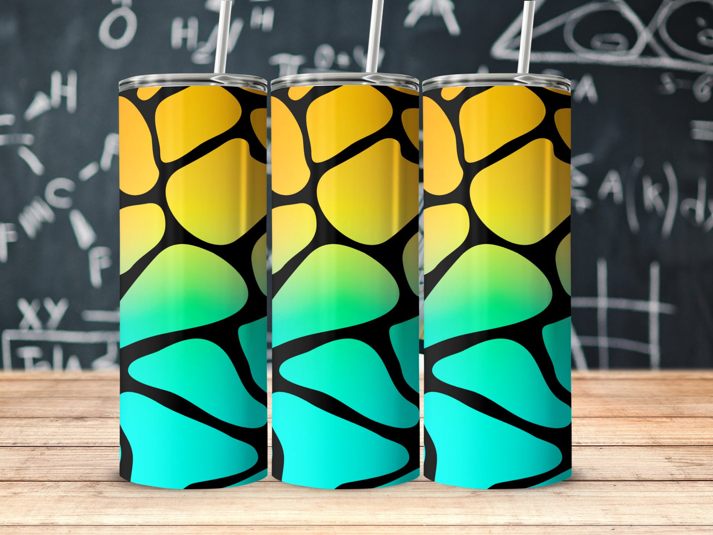Yellow to Turquoise Science Themed Tumbler product