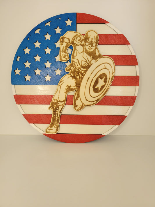 Captain America USA Flag Wall Art Decor Piece