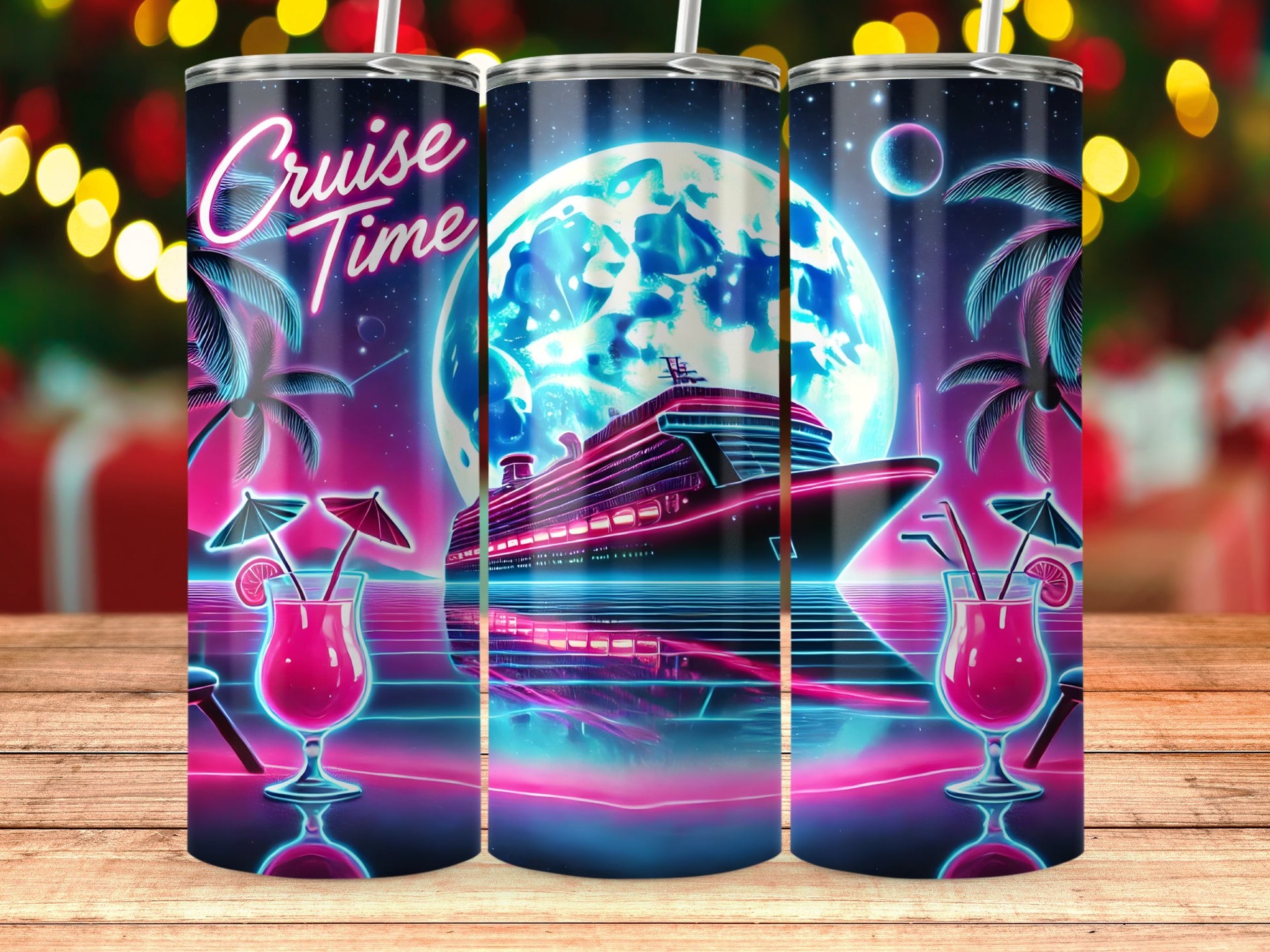 Cruise Time Neon Tropical Print Tumbler product