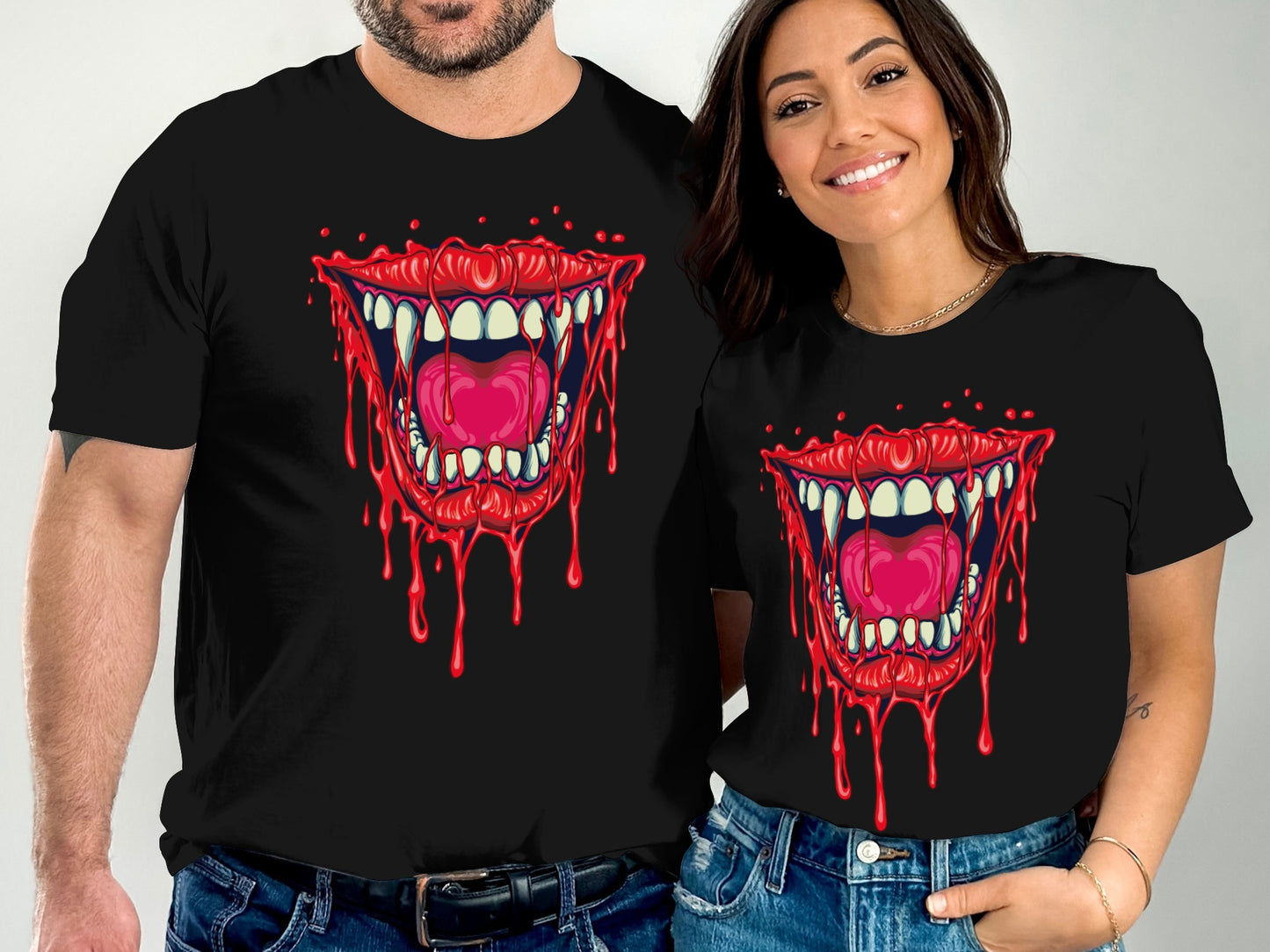 Unique Dripping Vampire Mouth Design T-Shirt product type