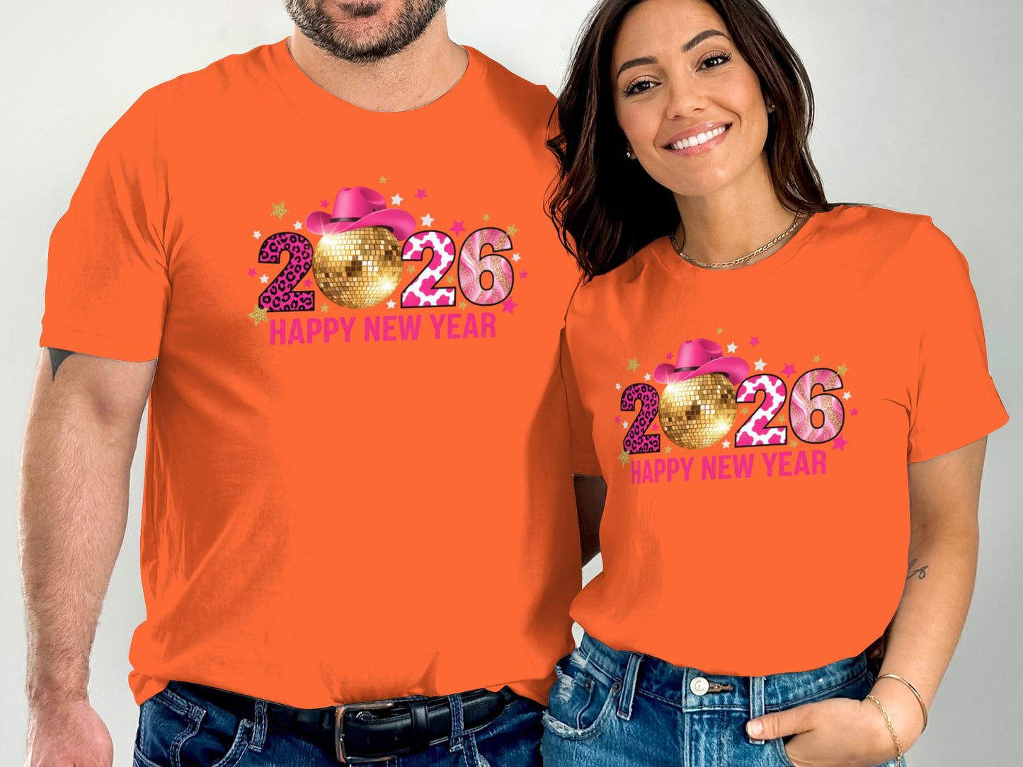 2026 Happy New Year Matching Couple T-shirts