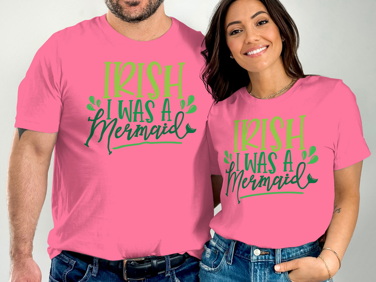 Irish I Was A Mermaid Pink Graphic Shirt