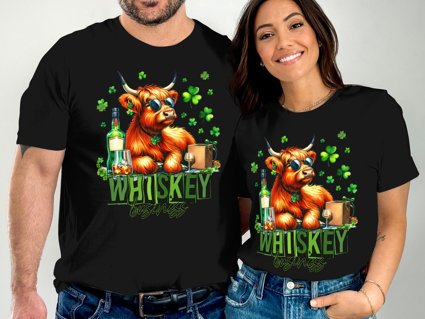 Whiskey Business Highland Cow Graphic Tee Shirt